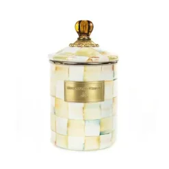 MacKenzie-Childs Parchment Check Medium Canister< Room Accents|Kitchen Storage & Organization