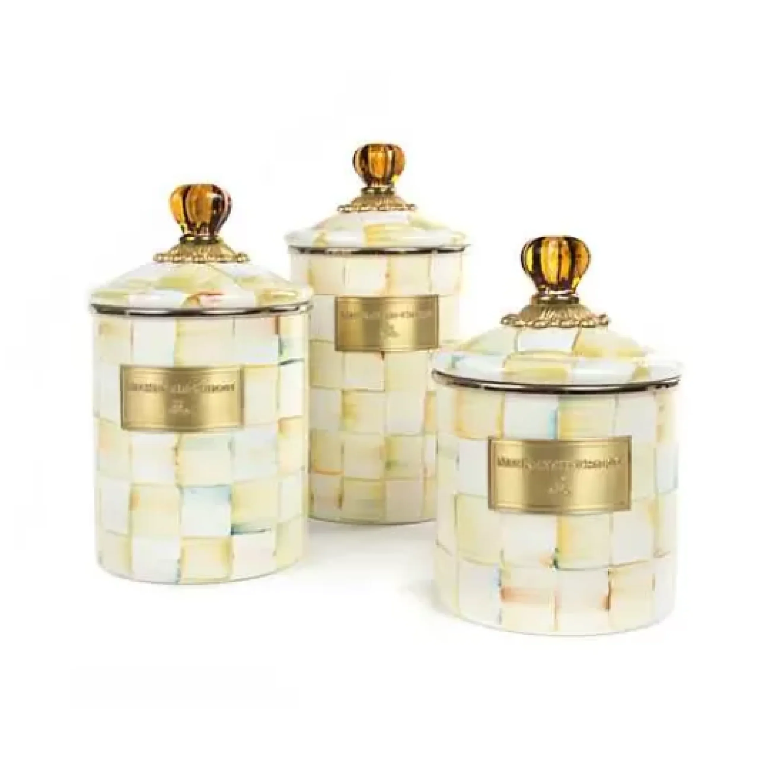 MacKenzie-Childs Parchment Check Medium Canister< Room Accents|Kitchen Storage & Organization