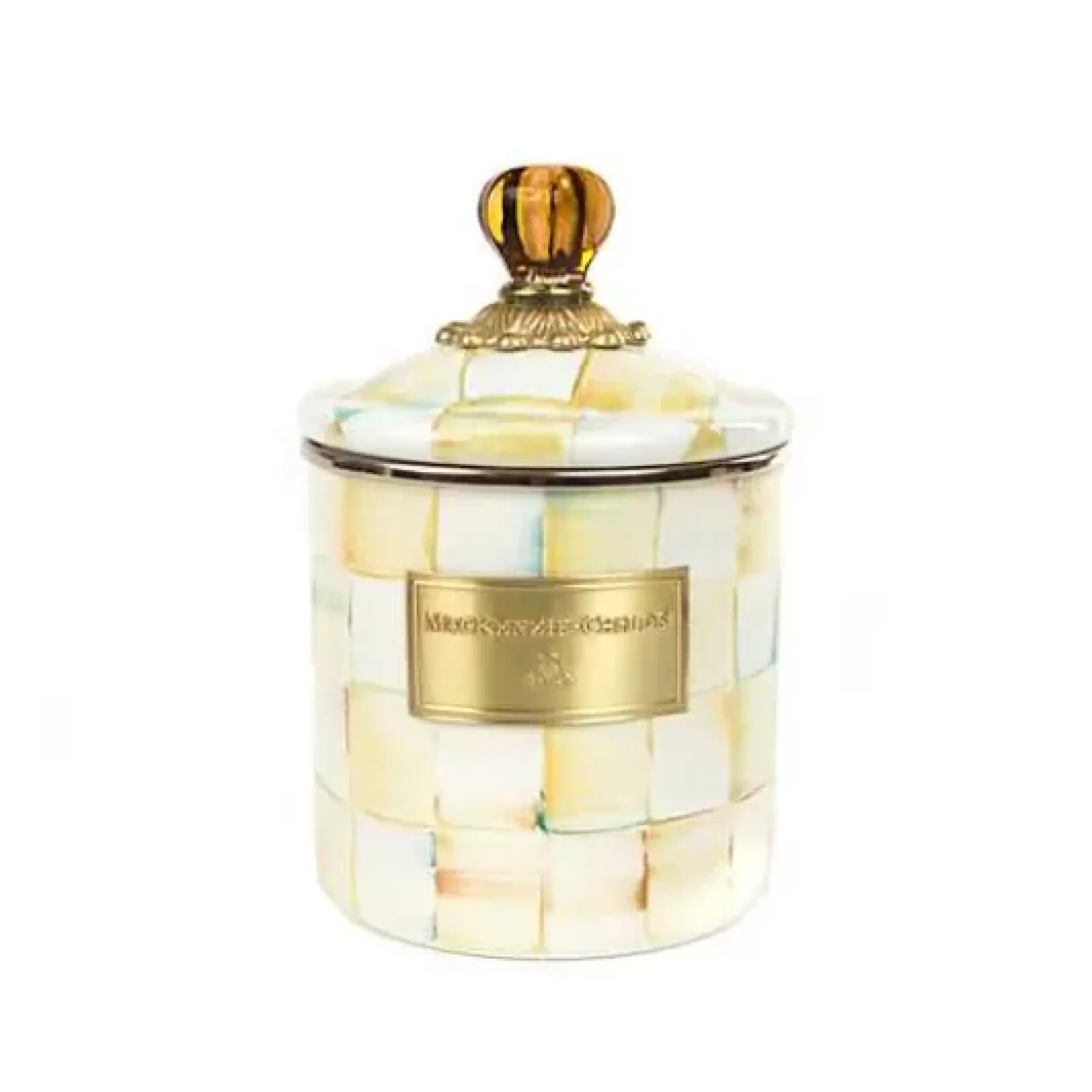 MacKenzie-Childs Parchment Check Small Canister< Room Accents|Kitchen Storage & Organization