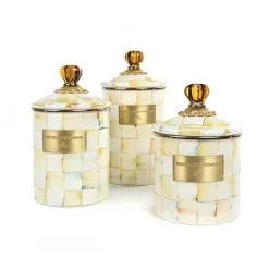 MacKenzie-Childs Parchment Check Small Canister< Room Accents|Kitchen Storage & Organization