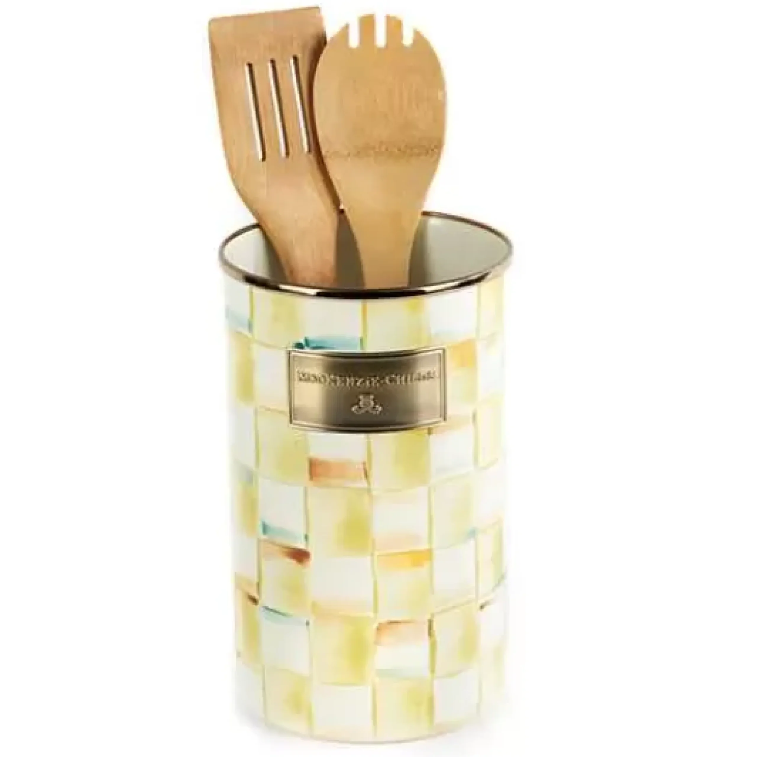 MacKenzie-Childs Parchment Check Utensil Holder< Kitchen Storage & Organization