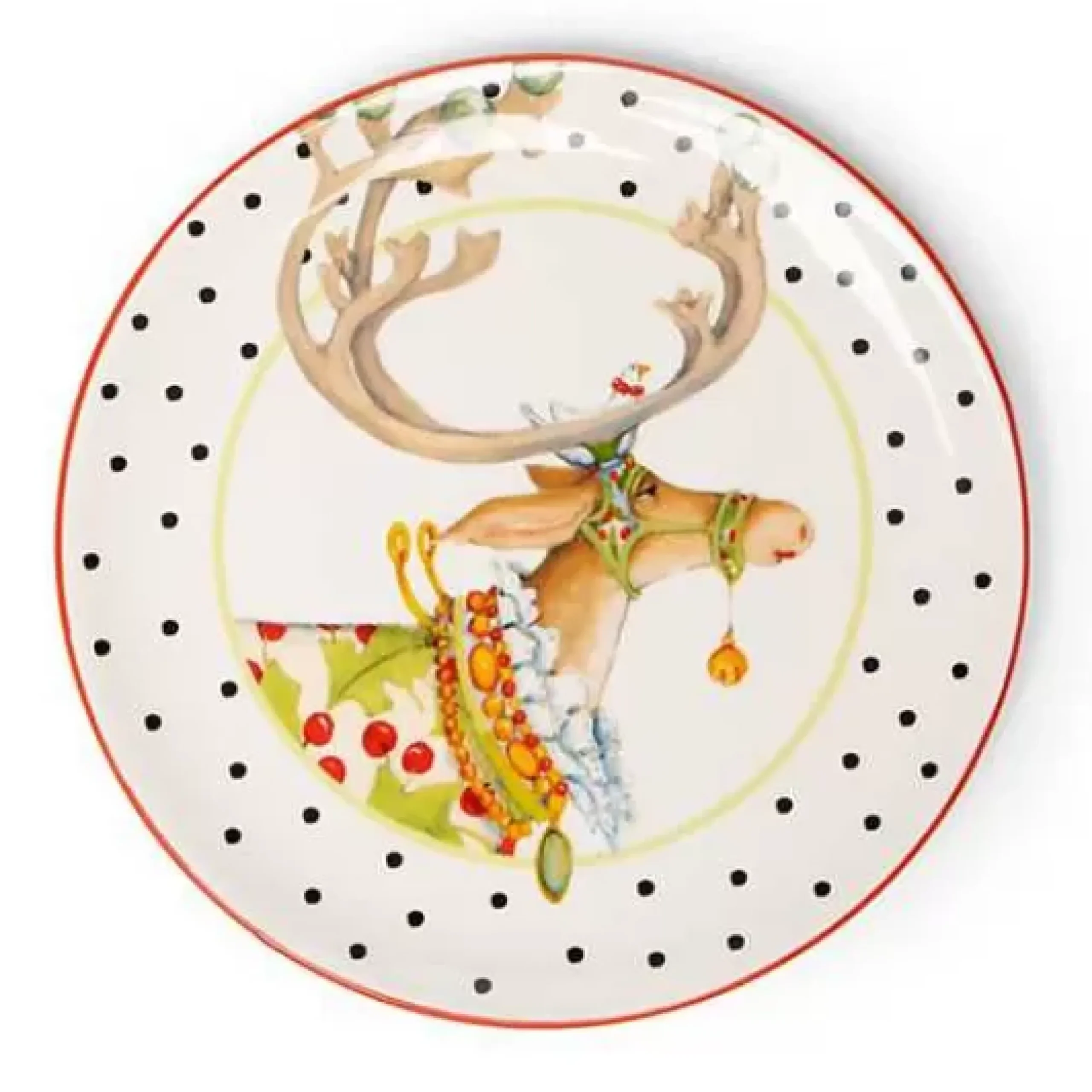 MacKenzie-Childs Patience Brewster Dash Away Dessert Plates, Set of 4< Holiday|Dinnerware & Flatware