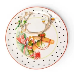 MacKenzie-Childs Patience Brewster Dash Away Dessert Plates, Set of 4< Holiday|Dinnerware & Flatware