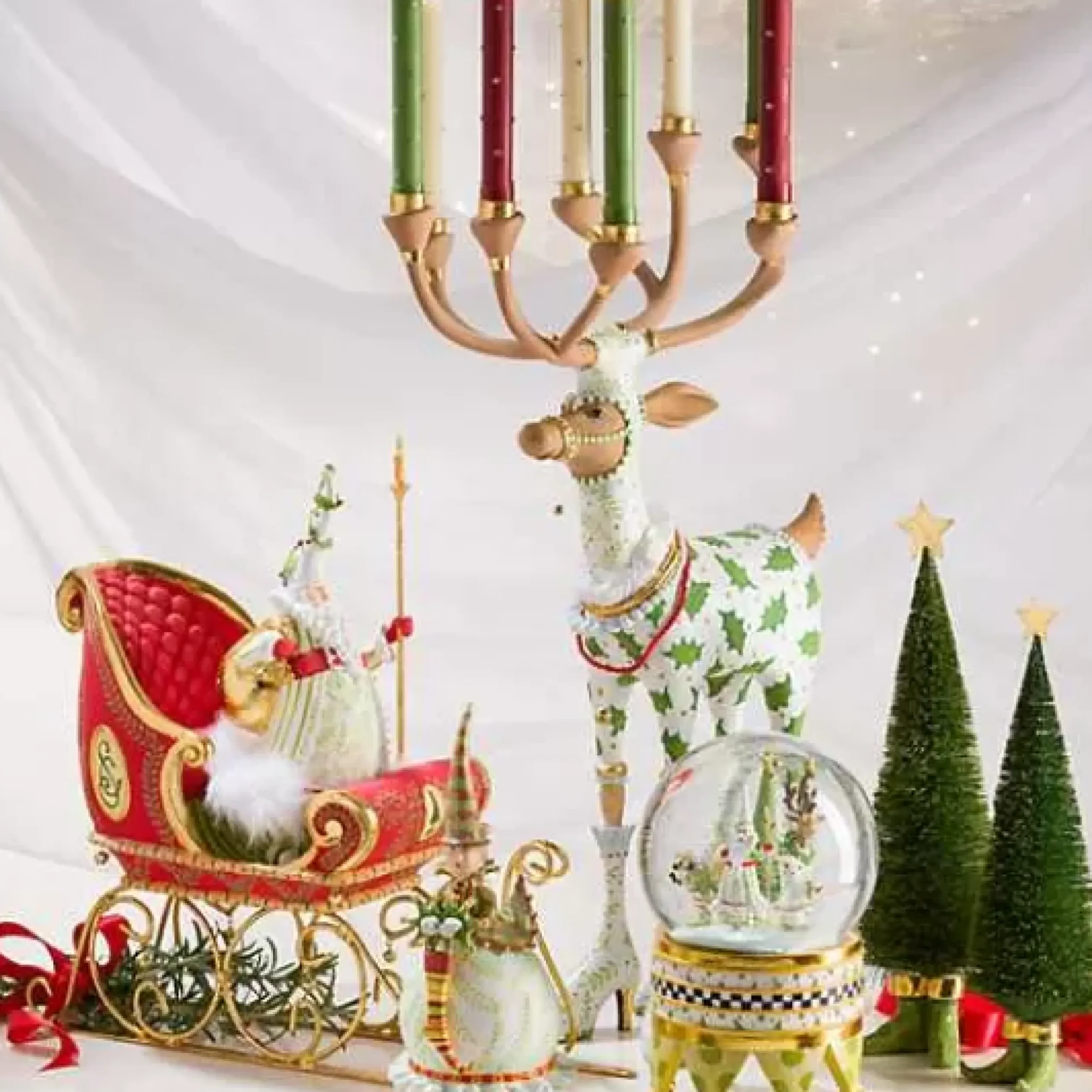 MacKenzie-Childs Patience Brewster Dash Away Vixen Reindeer Candelabra< Holiday|Candles & Fragrances