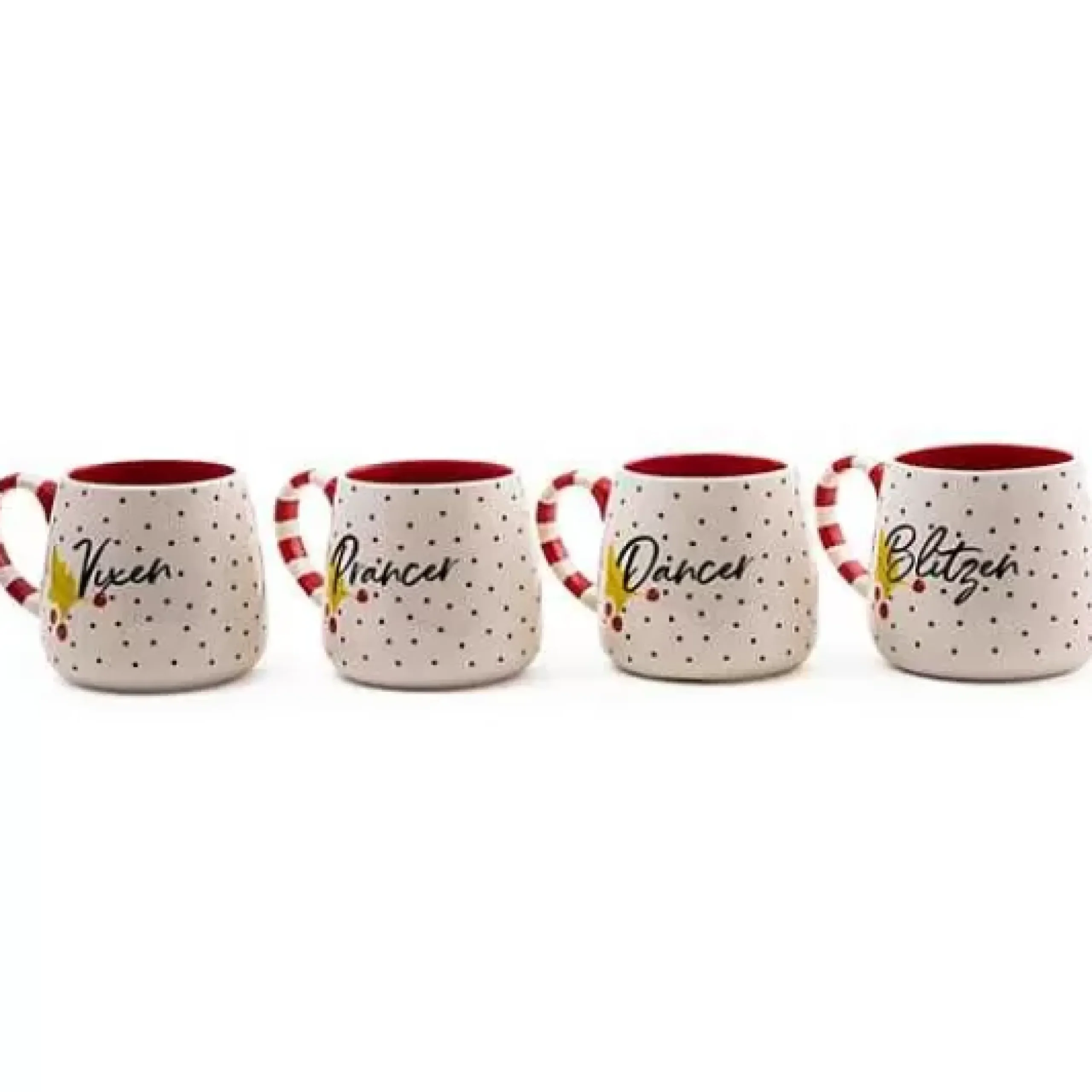 MacKenzie-Childs Patience Brewster Dash Away Reindeer Mugs, Set of 4< Holiday|Drinkware