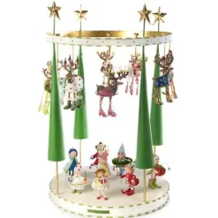 MacKenzie-Childs Patience Brewster Dash Away Reindeer Mini Ornament Display< Holiday
