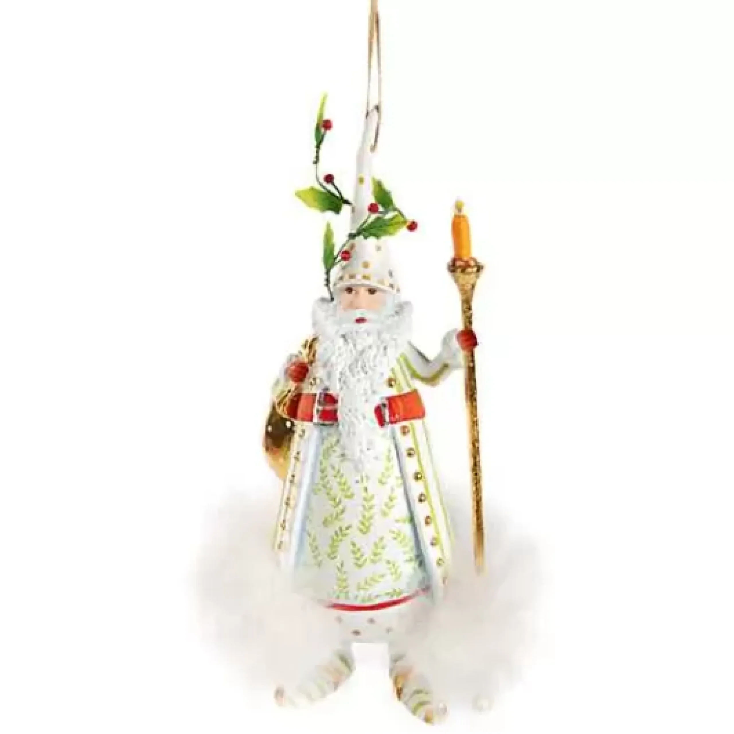 MacKenzie-Childs Patience Brewster Dash Away Candlelight Santa Ornament< Holiday