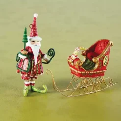 MacKenzie-Childs Patience Brewster Dash Away Santa Mini Ornaments Set< Holiday