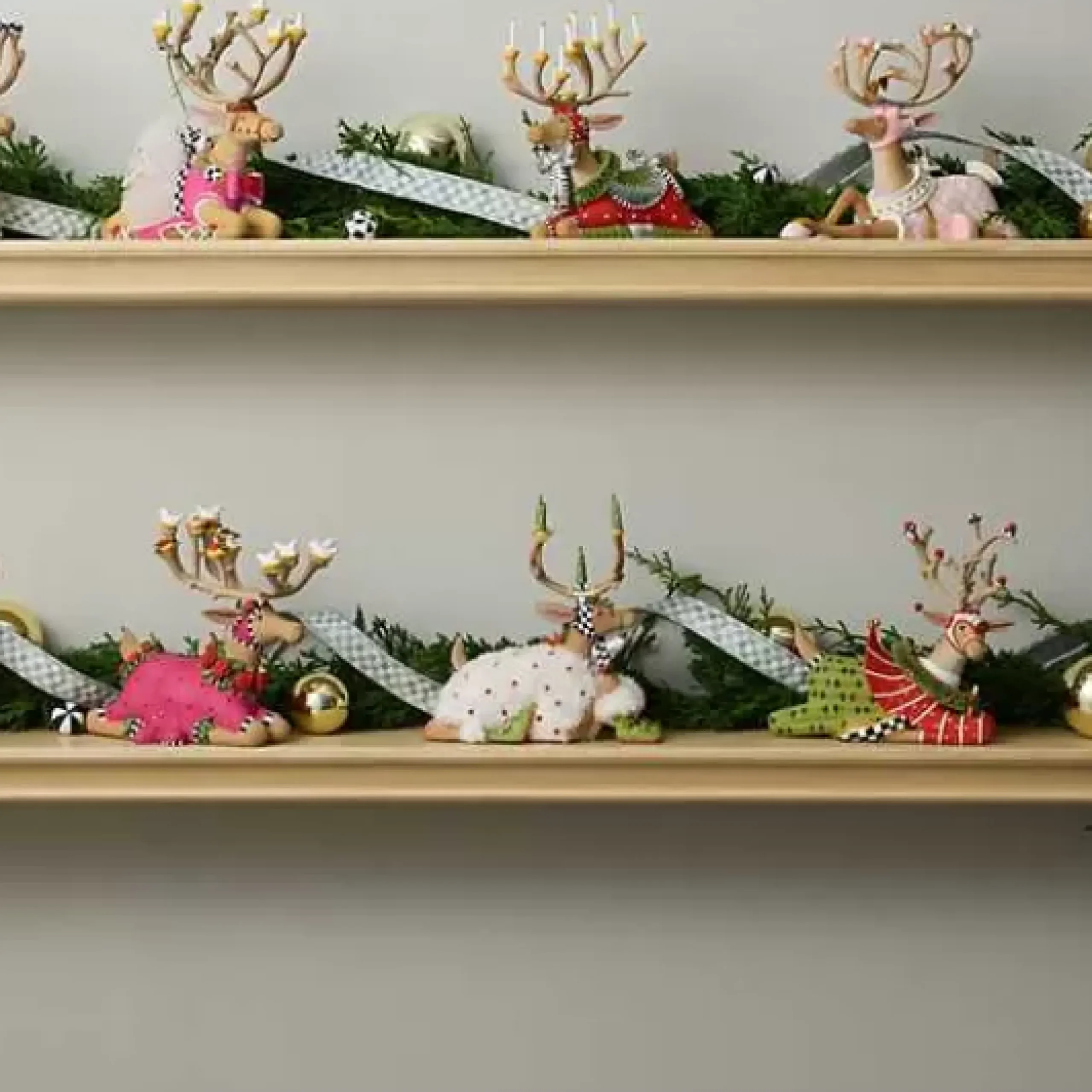 MacKenzie-Childs Patience Brewster Dash Away Sitting Blitzen Reindeer Figure< Holiday|Room Accents