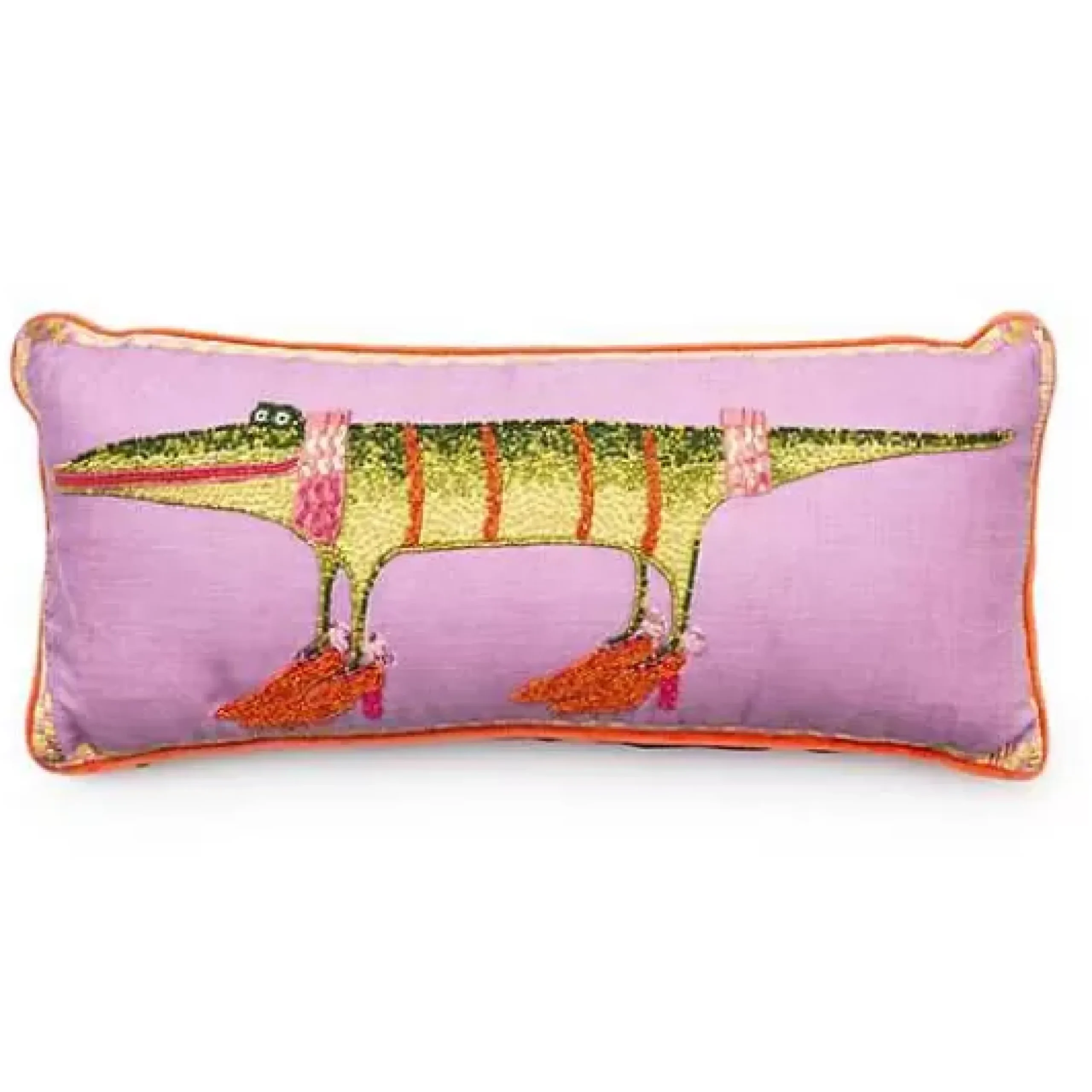 MacKenzie-Childs Patience Brewster Gloria Alligator Lumbar Pillow< Pillows, Throws, & Cushions