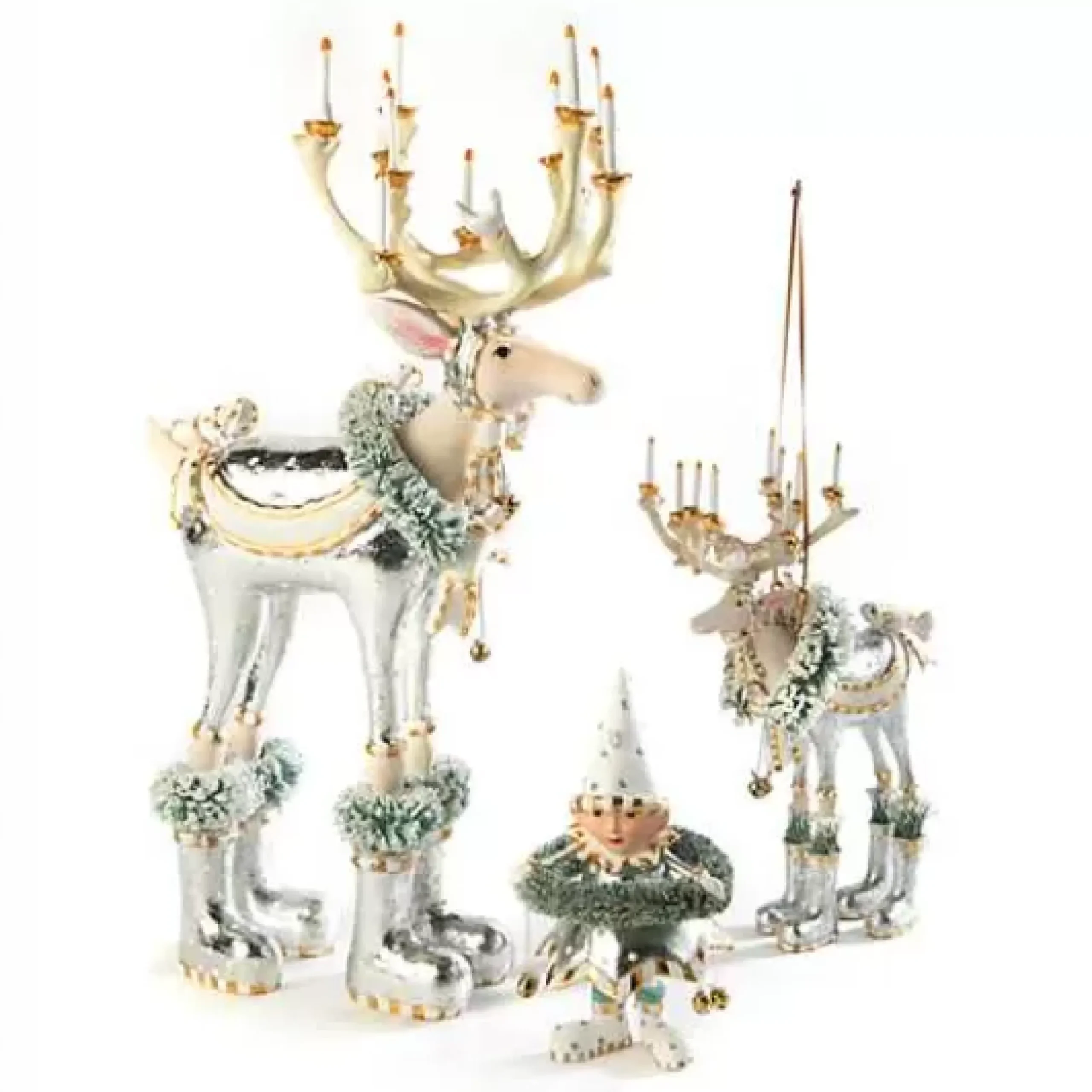 MacKenzie-Childs Patience Brewster Moonbeam Dasher Reindeer Figure< Holiday|Room Accents