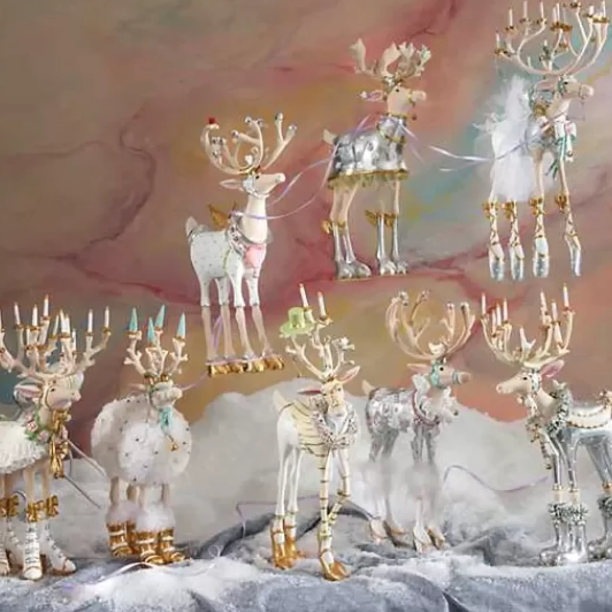 MacKenzie-Childs Patience Brewster Moonbeam Prancer Reindeer Figure< Holiday|Room Accents