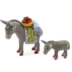 MacKenzie-Childs Patience Brewster Nativity Mother  Baby Donkey Mini Figures< Holiday