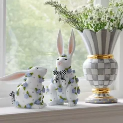 MacKenzie-Childs Patience Brewster Periwinkle Peony Standing Rabbit< Easter|Spring