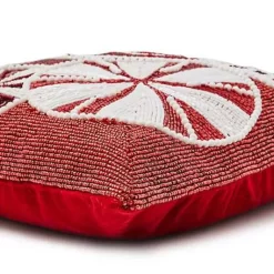 MacKenzie-Childs Peppermint Beaded Throw Pillow< Pillows, Throws, & Cushions