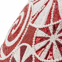 MacKenzie-Childs Peppermint Beaded Throw Pillow< Pillows, Throws, & Cushions