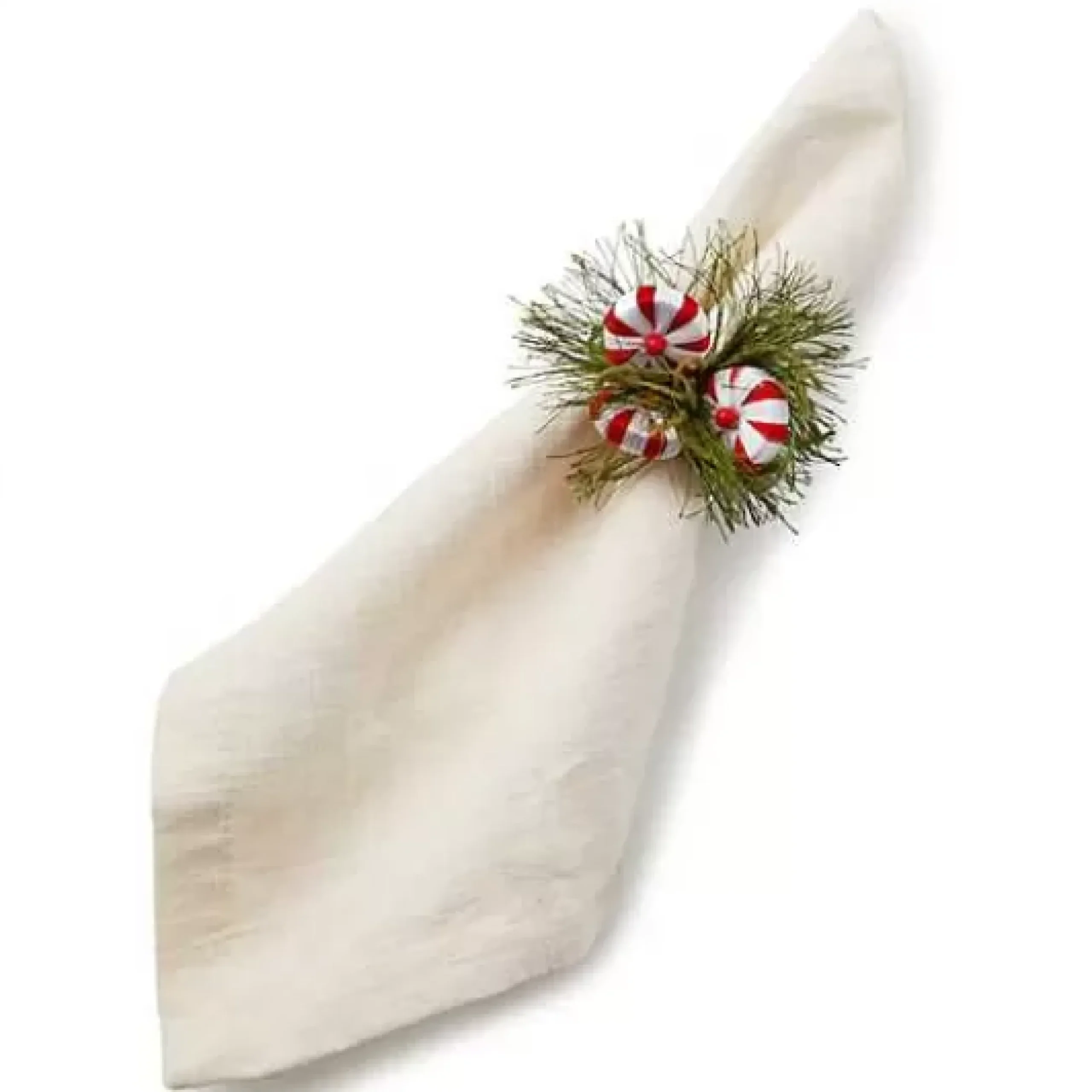 MacKenzie-Childs Peppermint Pine Napkin Rings, Set of 4< Table Accessories|Kitchen & Table Linens