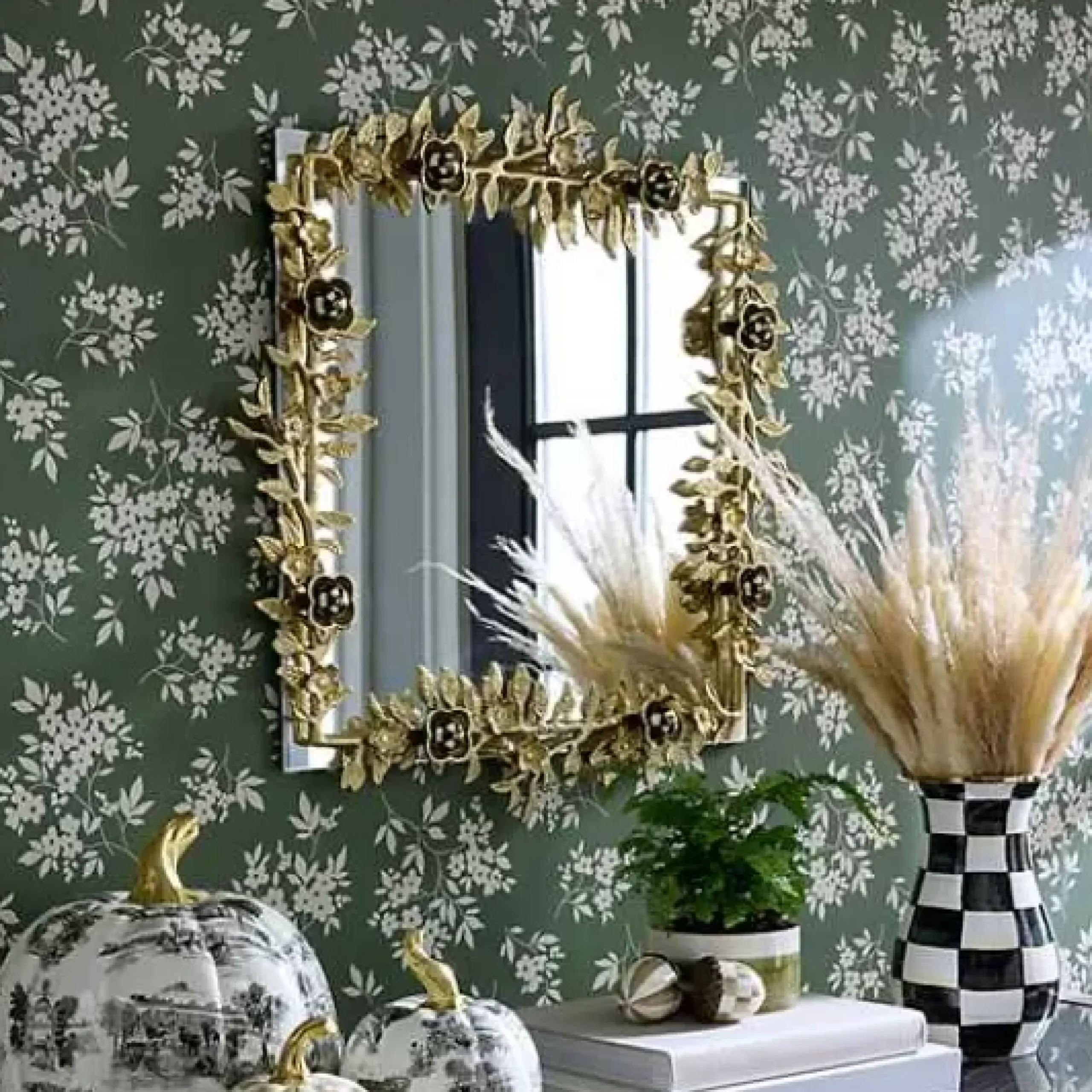 MacKenzie-Childs Petal Square Gold Wall Mirror< Room Accents