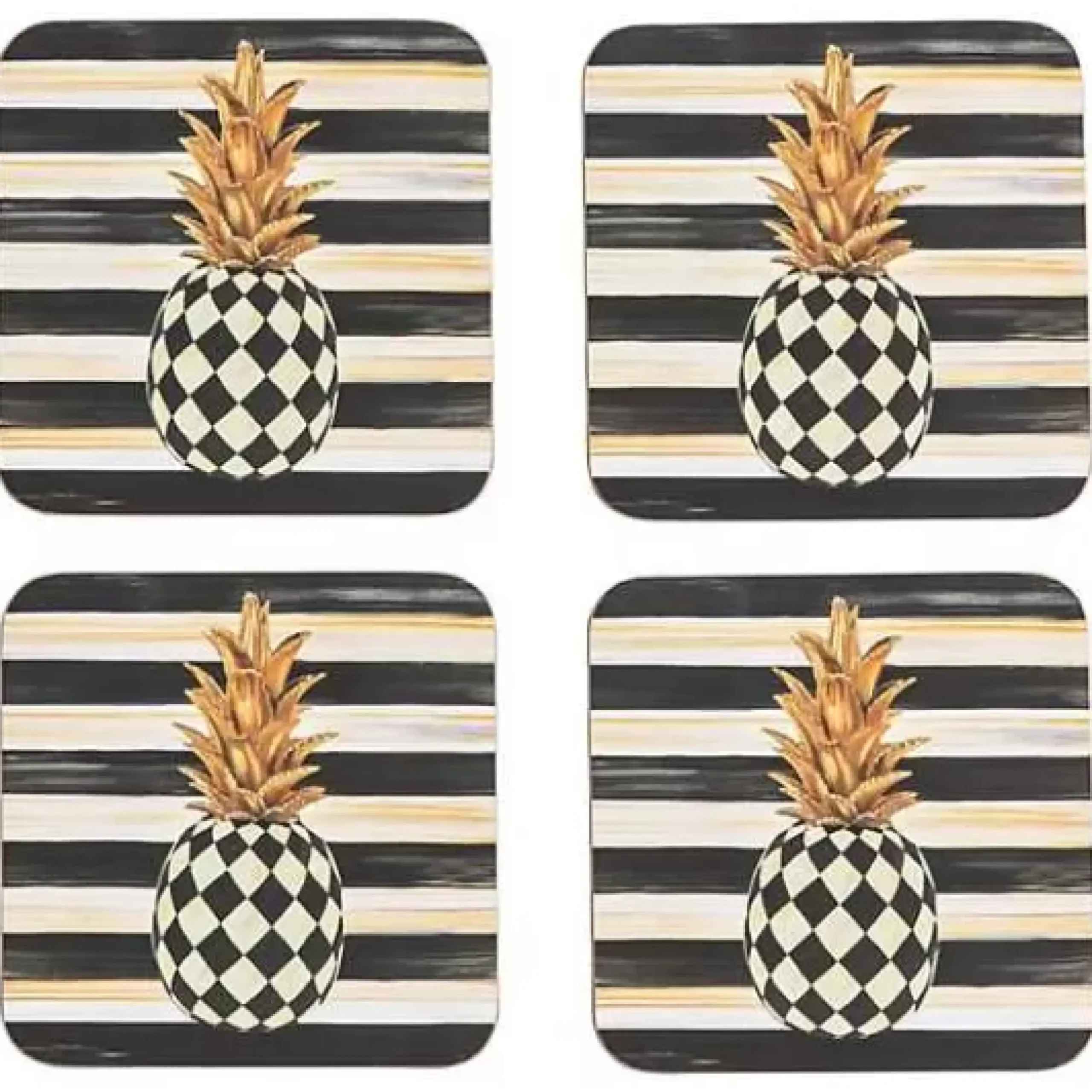 MacKenzie-Childs Pineapple Cork Back Coasters, Set of 4< Table Accessories|Kitchen & Table Linens