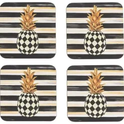 MacKenzie-Childs Pineapple Cork Back Coasters, Set of 4< Table Accessories|Kitchen & Table Linens