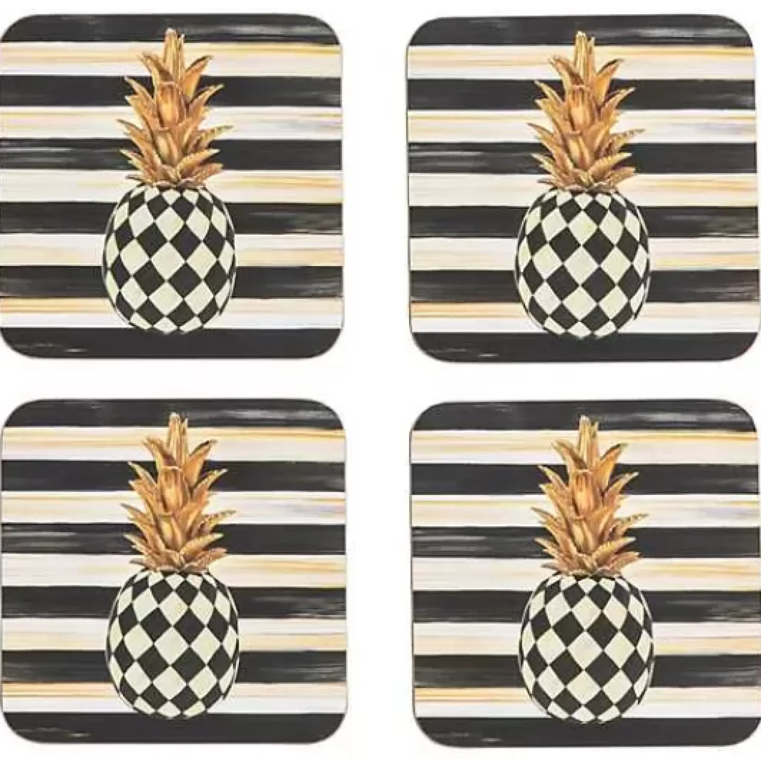 MacKenzie-Childs Pineapple Cork Back Coasters, Set of 4< Table Accessories|Kitchen & Table Linens