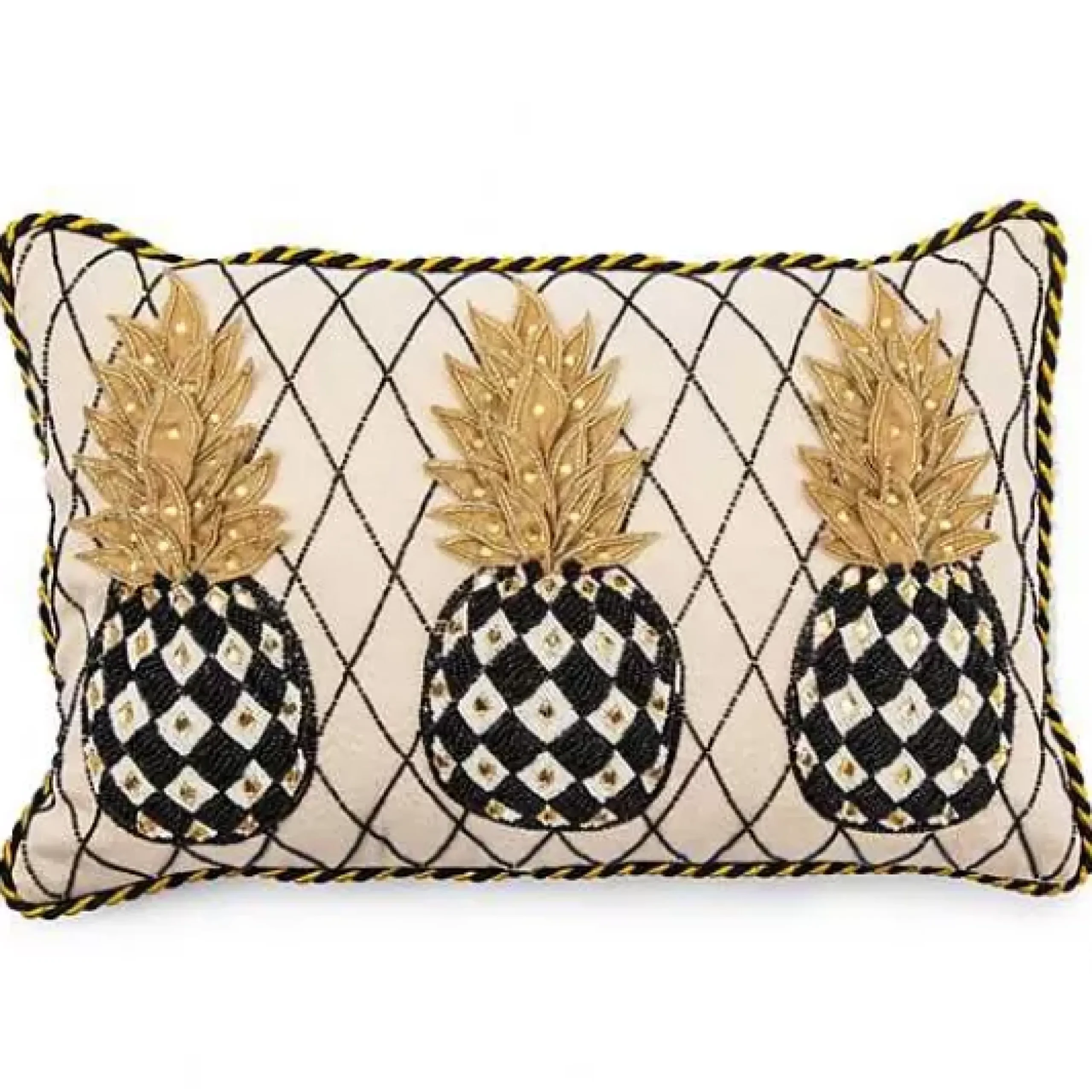 MacKenzie-Childs Pineapple Ivory Lumbar Pillow< Pillows, Throws, & Cushions