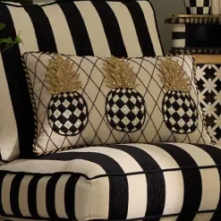 MacKenzie-Childs Pineapple Ivory Lumbar Pillow< Pillows, Throws, & Cushions