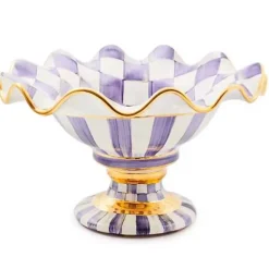 MacKenzie-Childs Plum Check Ceramic Compote< Fall Entertaining|Serveware