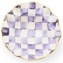 MacKenzie-Childs Plum Check Ceramic Fluted Breakfast Bowl< Dinnerware & Flatware
