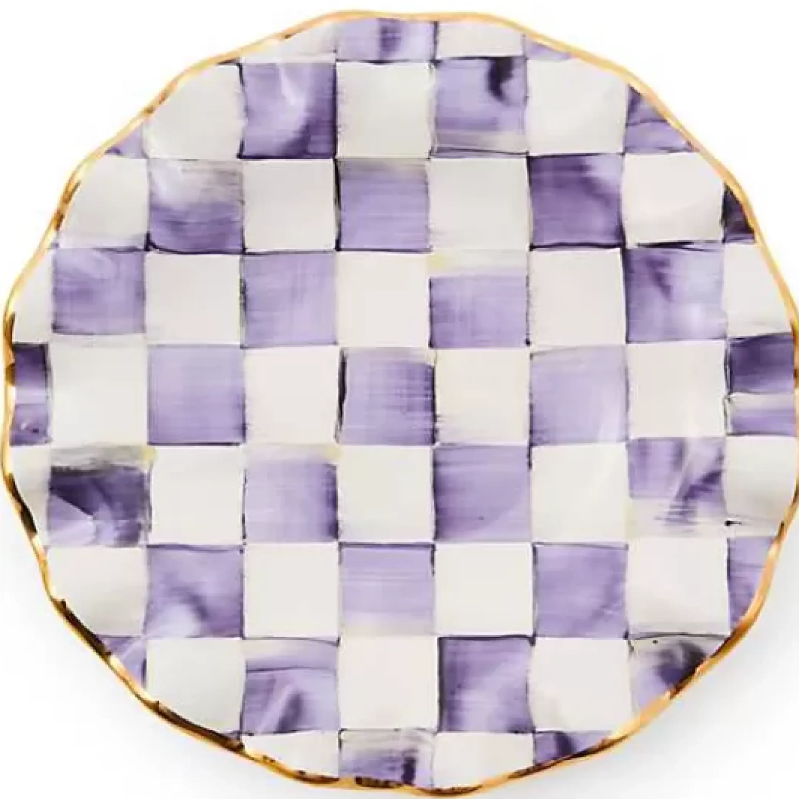 MacKenzie-Childs Plum Check Ceramic Fluted Dessert Plate< Fall Entertaining|Dinnerware & Flatware