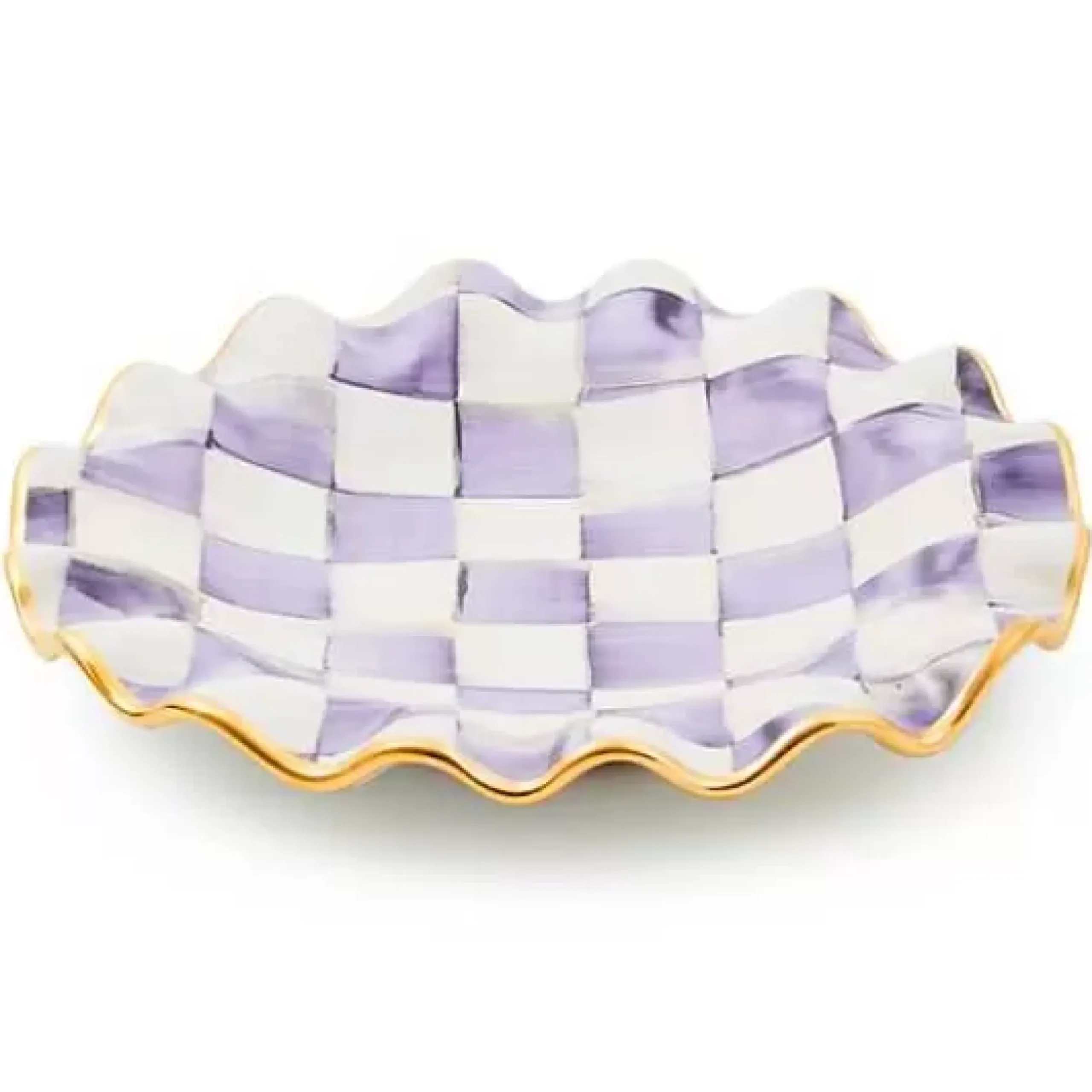 MacKenzie-Childs Plum Check Ceramic Fluted Dessert Plate< Fall Entertaining|Dinnerware & Flatware