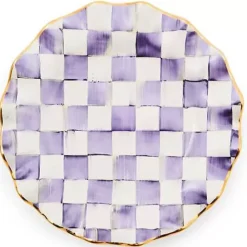 MacKenzie-Childs Plum Check Ceramic Fluted Dinner Plate< Fall Entertaining|Dinnerware & Flatware