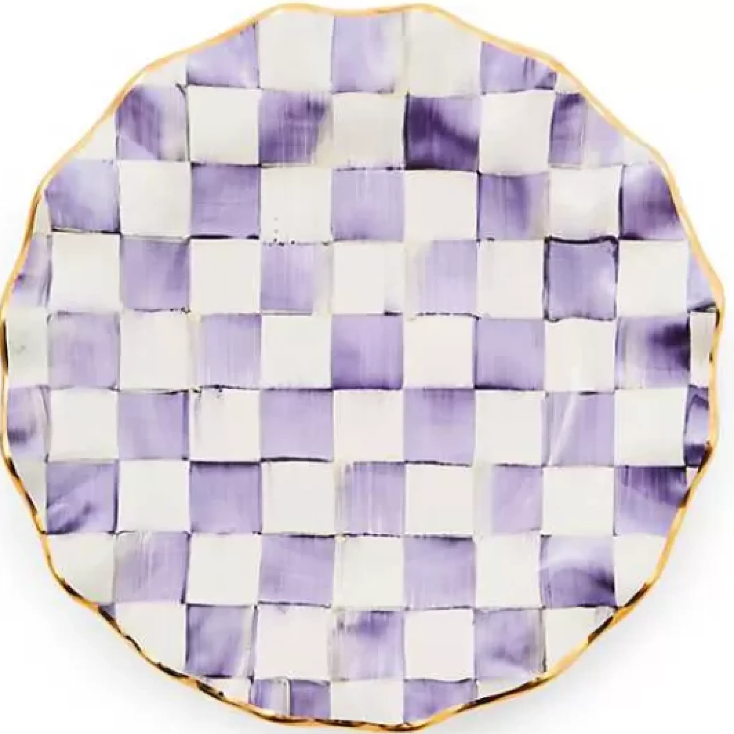 MacKenzie-Childs Plum Check Ceramic Fluted Dinner Plate< Fall Entertaining|Dinnerware & Flatware