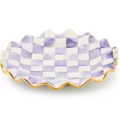MacKenzie-Childs Plum Check Ceramic Fluted Dinner Plate< Fall Entertaining|Dinnerware & Flatware