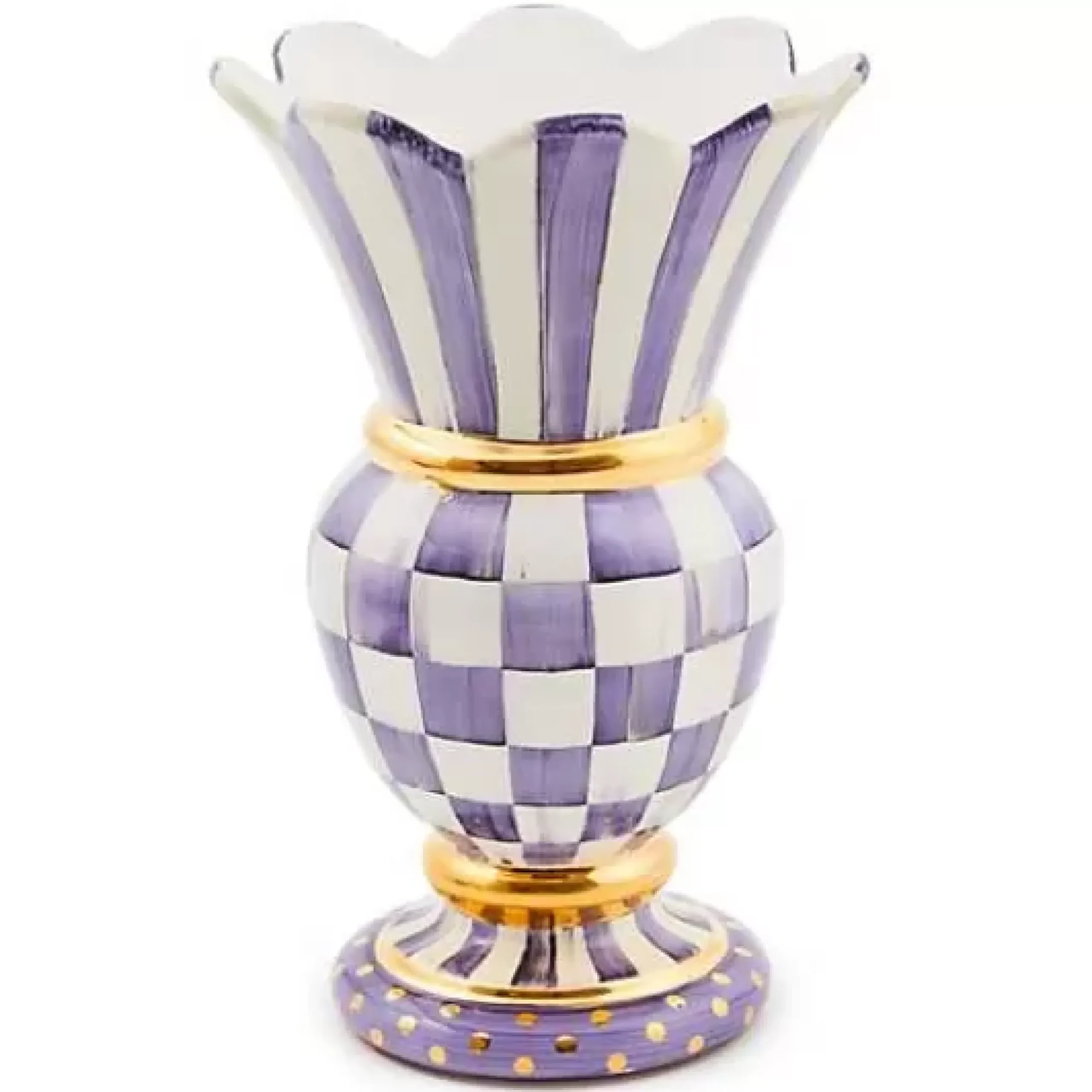 MacKenzie-Childs Plum Check Ceramic Great Vase< Room Accents|Fall Entertaining