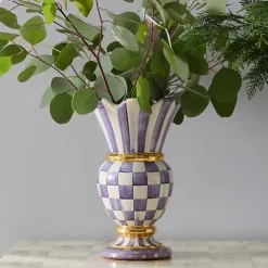 MacKenzie-Childs Plum Check Ceramic Great Vase< Room Accents|Fall Entertaining