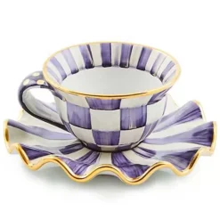 MacKenzie-Childs Plum Check Ceramic Saucer< The Coffee Shop|Fall Entertaining