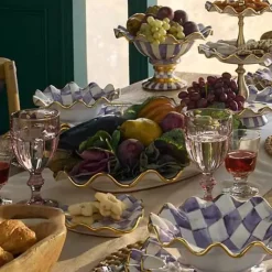 MacKenzie-Childs Plum Check Ceramic Serving Platter< Fall Entertaining|Serveware