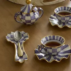 MacKenzie-Childs Plum Check Ceramic Spoon Rest< Kitchen Utensils & Tools