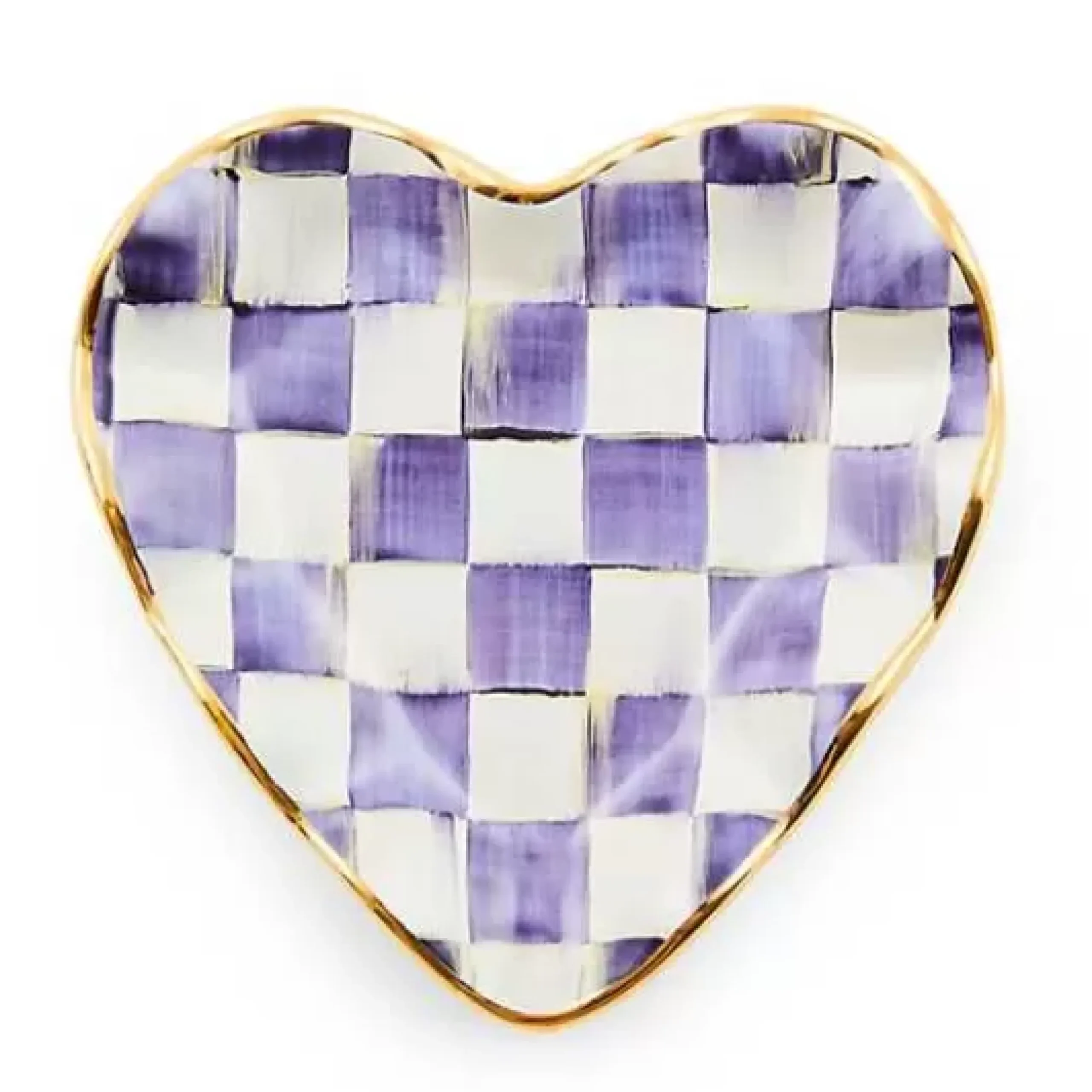 MacKenzie-Childs Plum Check Fluted Ceramic Heart Plate< Room Accents|Serveware
