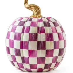 MacKenzie-Childs Plum Check Large Pumpkin< Pumpkins|The Halloween Shop