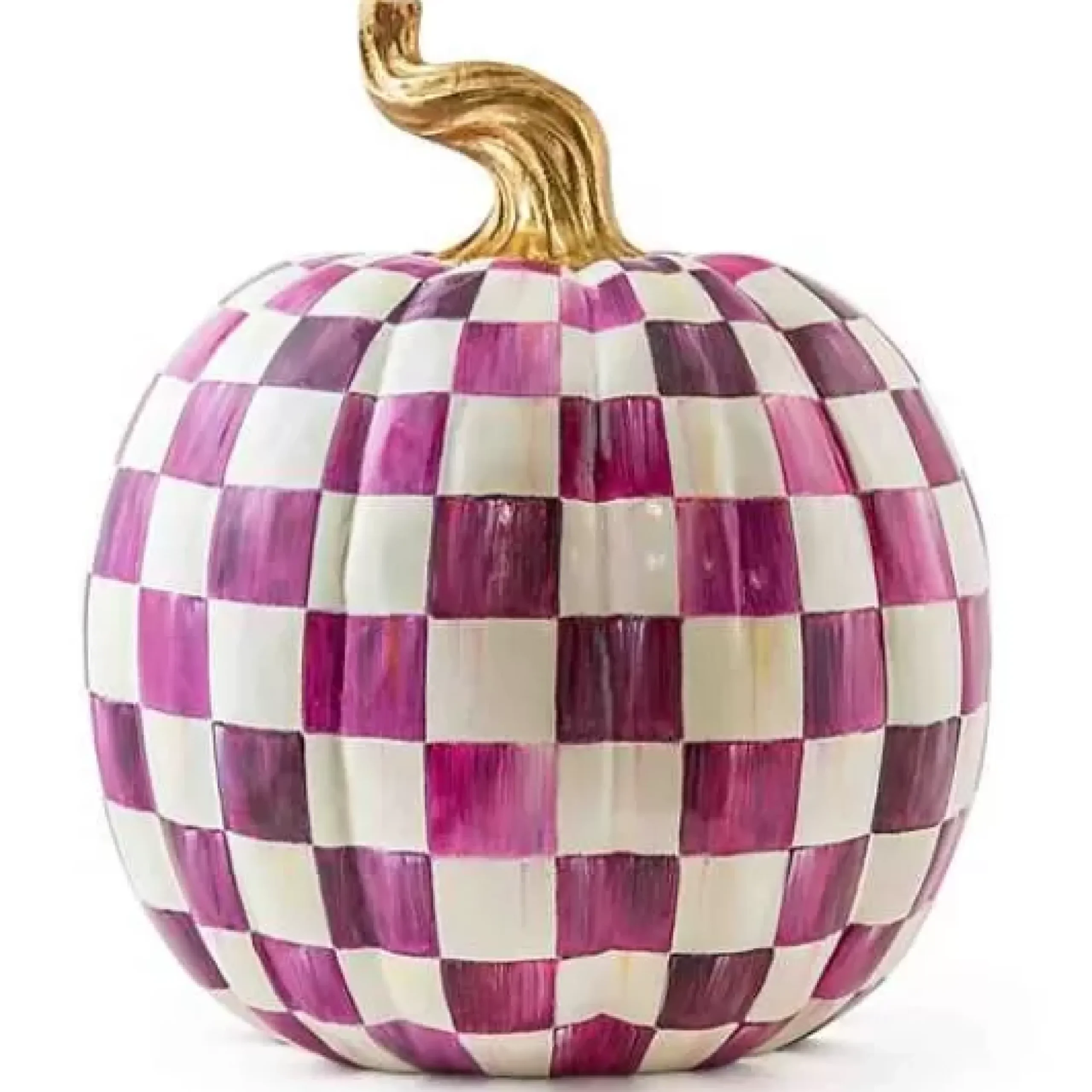 MacKenzie-Childs Plum Check Large Pumpkin< Pumpkins|The Halloween Shop