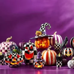 MacKenzie-Childs Plum Check Large Pumpkin< Pumpkins|The Halloween Shop