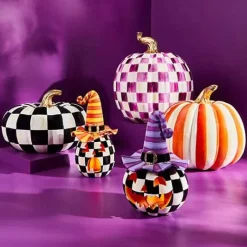 MacKenzie-Childs Plum Check Large Pumpkin< Pumpkins|The Halloween Shop