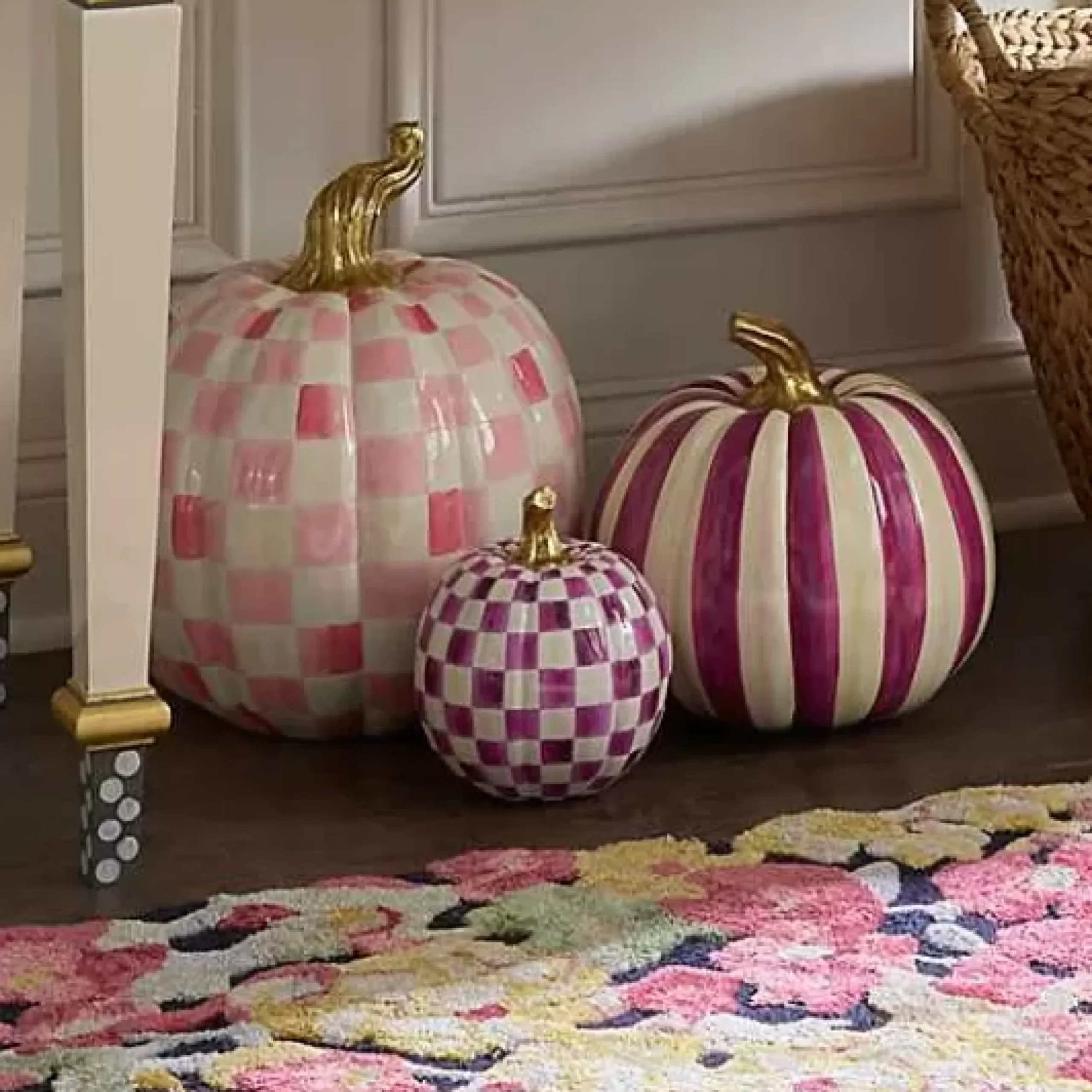 MacKenzie-Childs Plum Check Small Pumpkin< The Halloween Shop|The Fall Shop