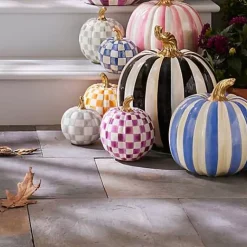 MacKenzie-Childs Plum Check Small Pumpkin< The Halloween Shop|The Fall Shop