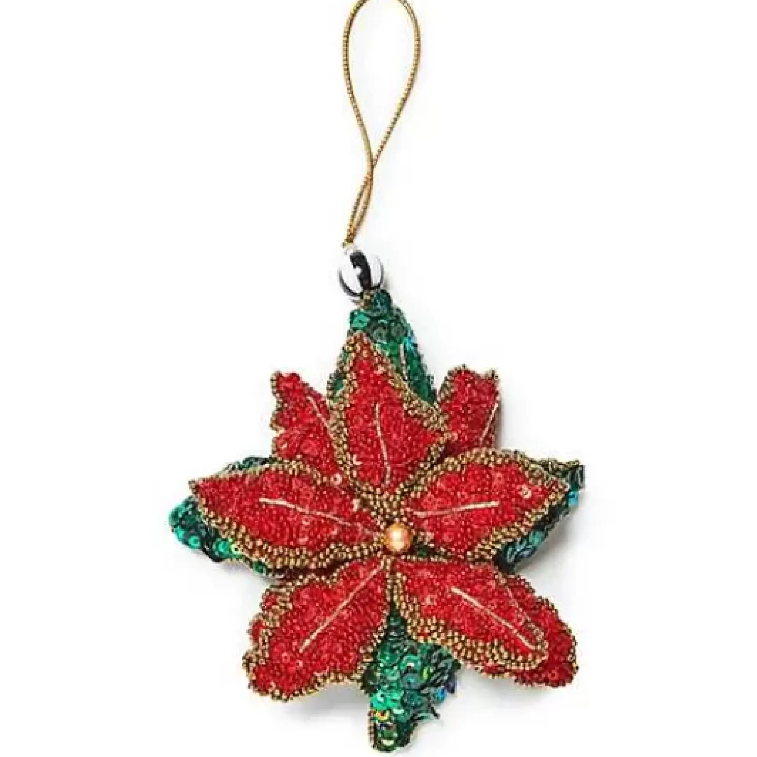 MacKenzie-Childs Poinsettia Beaded Ornament< Holiday