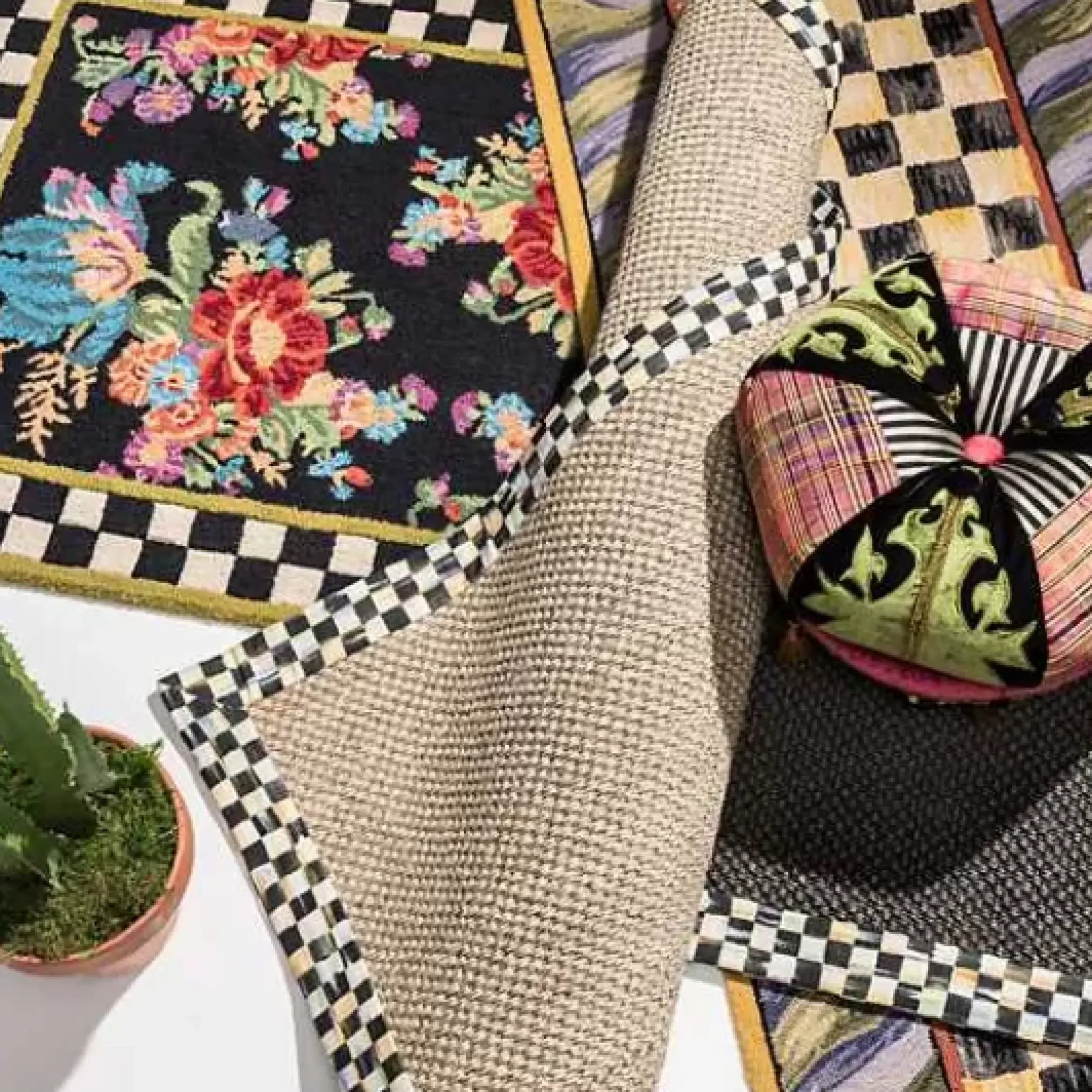 MacKenzie-Childs Portobello Road Footstool< Living Room