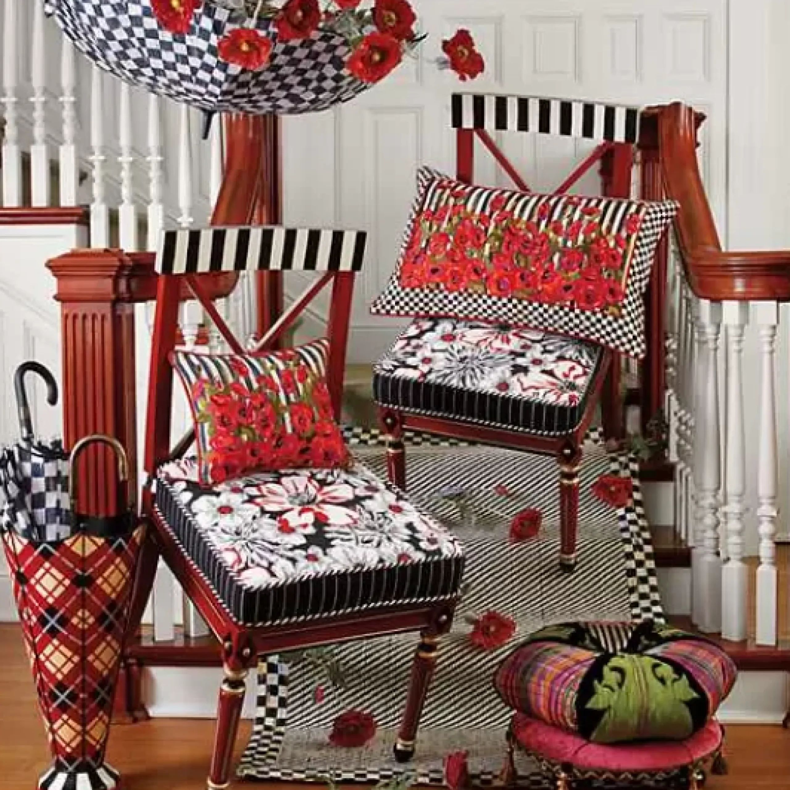 MacKenzie-Childs Portobello Road Footstool< Living Room