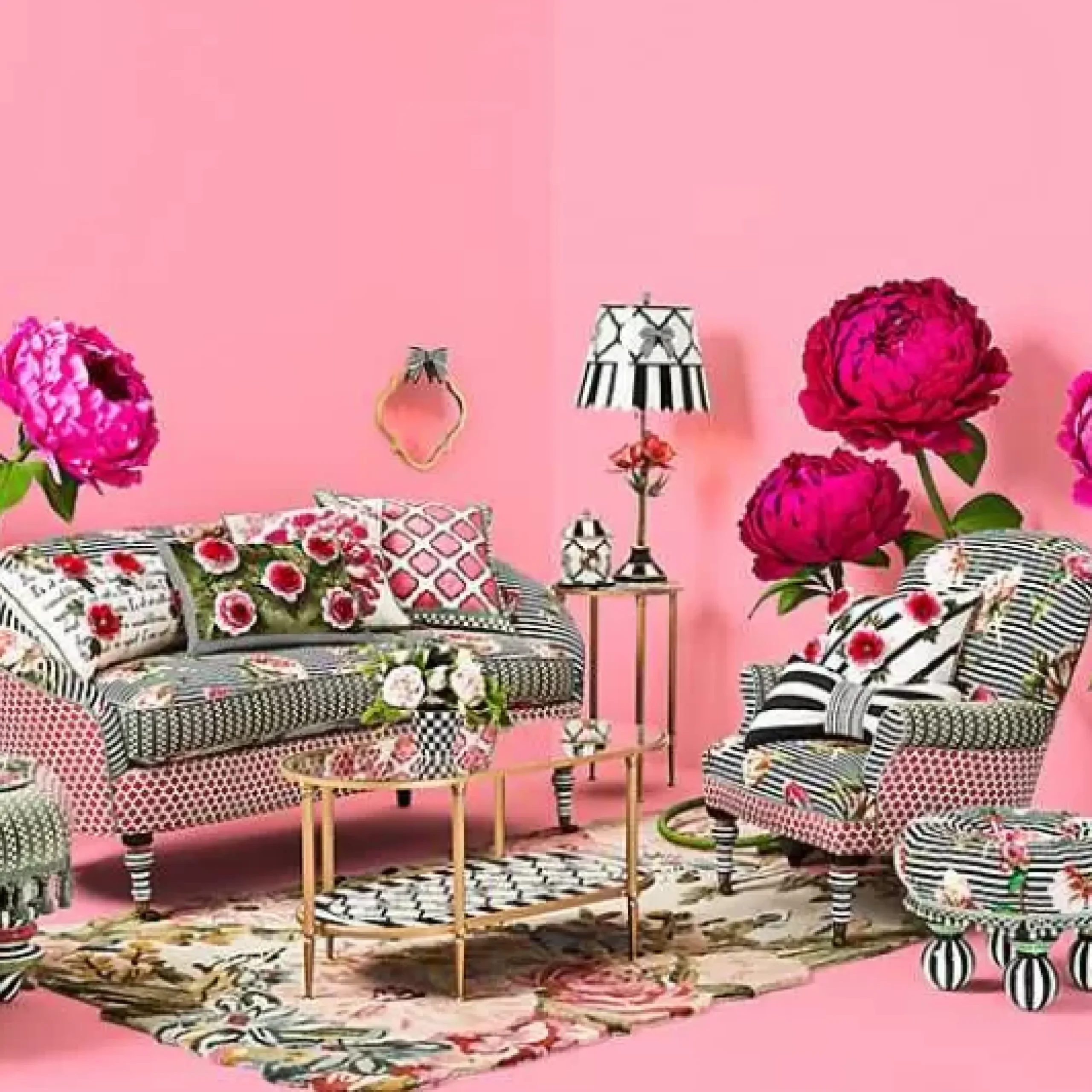 MacKenzie-Childs Pretty As A Bow Accent Table< Living Room